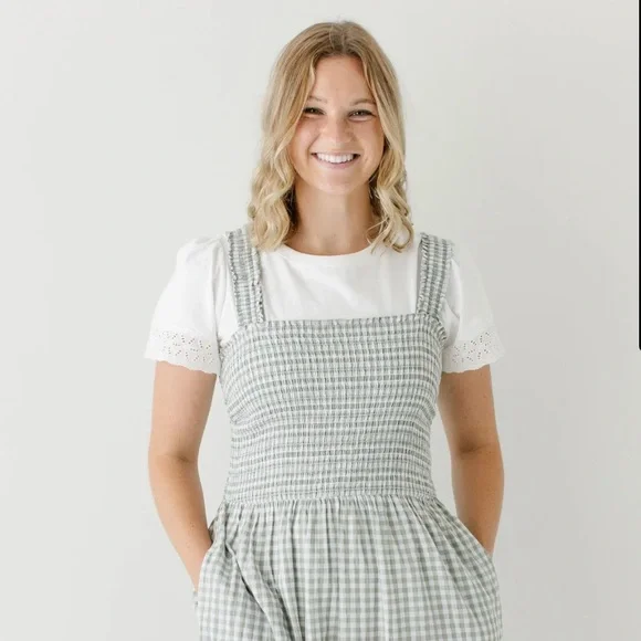 beachlunchlounge Green and White Midi Dress - Picture 2 of 7